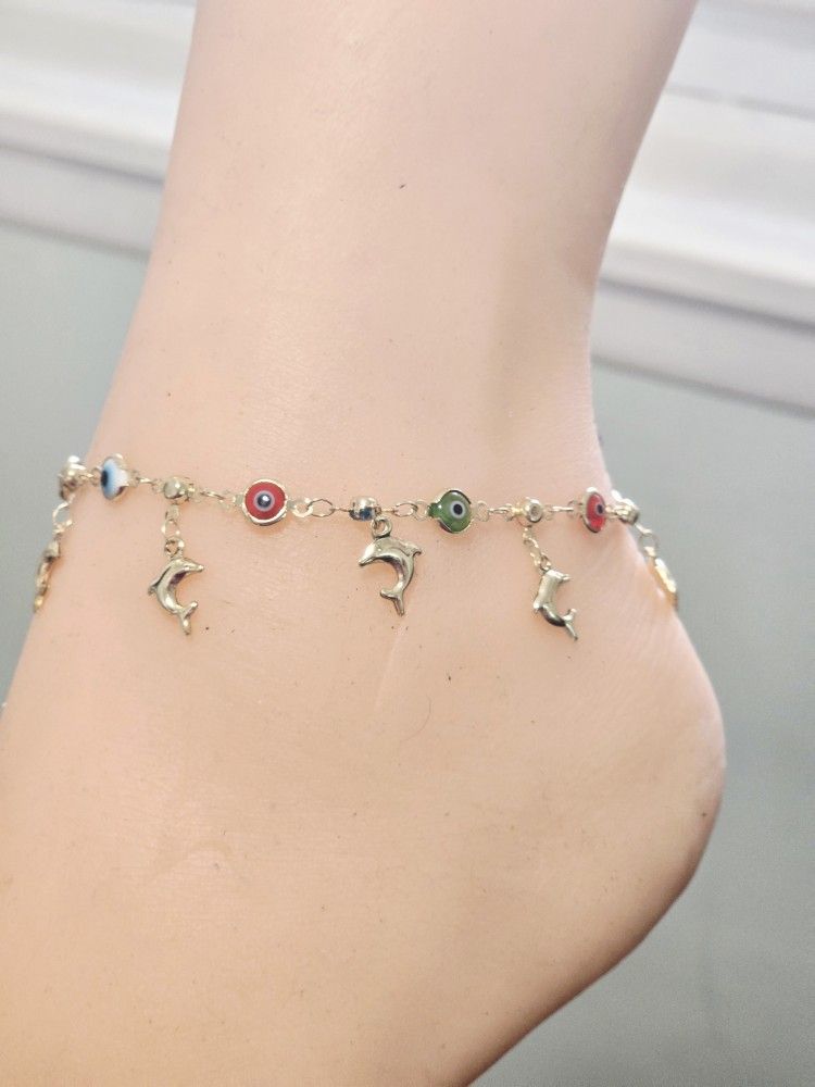 Dolphins Anklet 14k Gold Plated