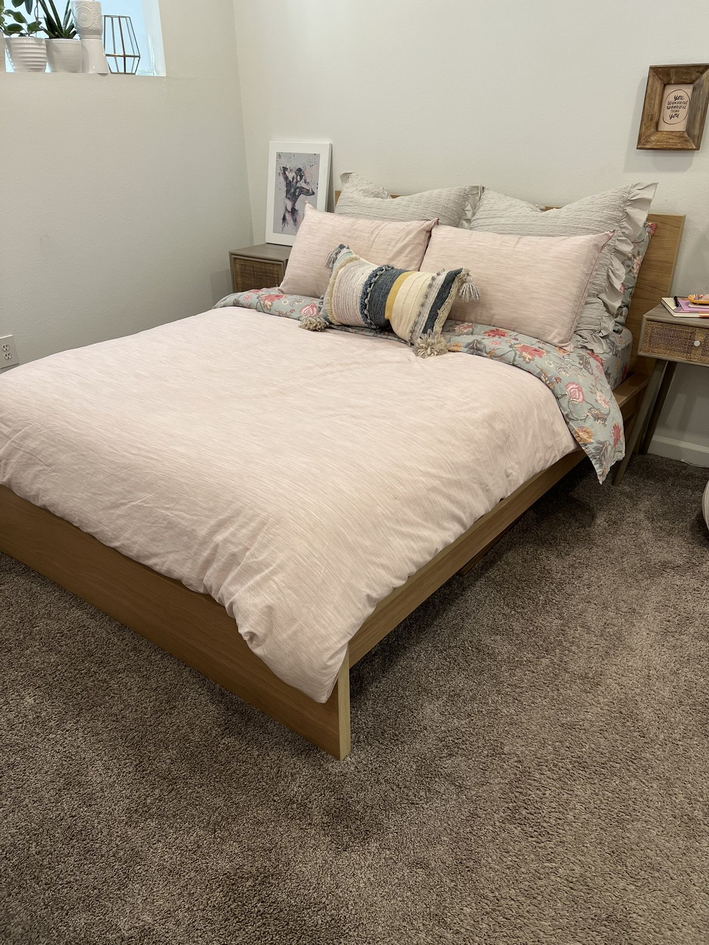 IKEA Malm Oak Veneer Queen Size Bed Frame