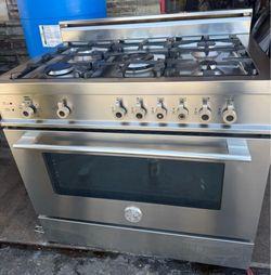 36” Bertazzony  slide in gas range stainless steel convection oven
