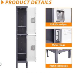 😀 Metal Storage Locker, Lockable Employees Metal Locker with 2 Doors, 65.98" Height Steel Locker