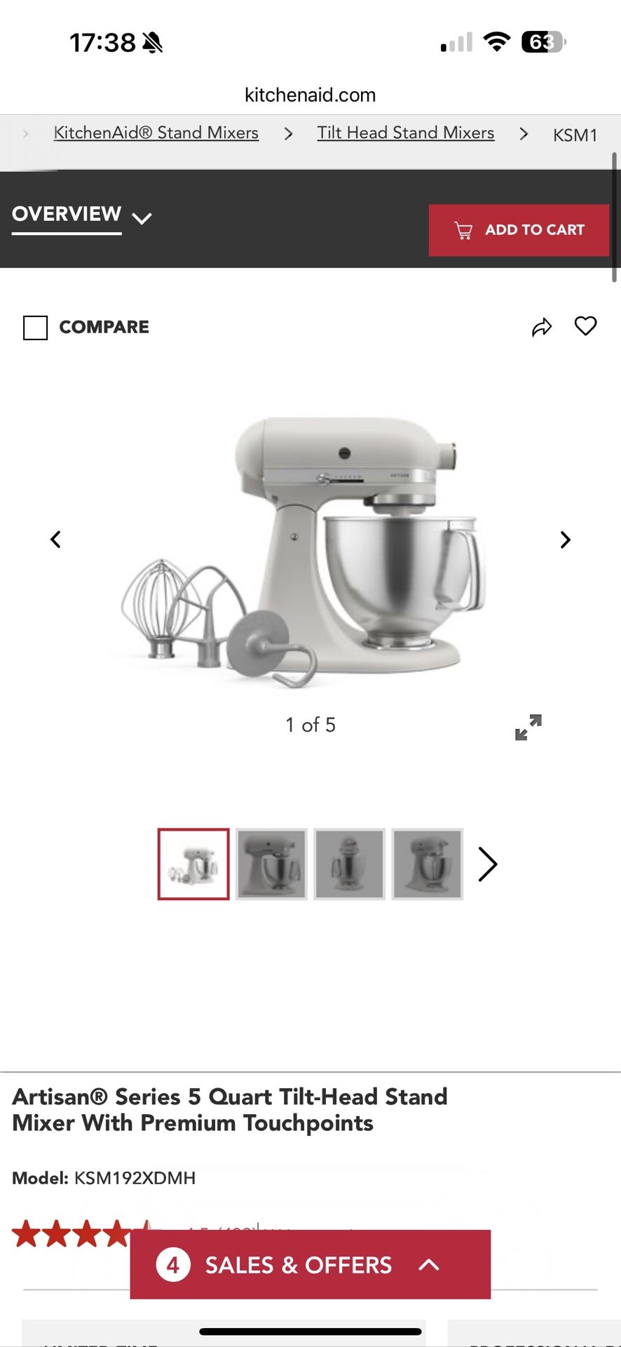 Kitchen Aid 5 Quart Mixer