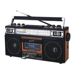 Vintage Cassette Recorder & Bluetooth Boombox | Tape-to-Digital Converter, AM/FM/SW Radio, USB/SD MP3 Player