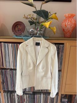 PRICE DROP: VTG, NW/OT,AKRIS, 12, lined, CREAM Hecate Nappa Lambskin Leather JKT