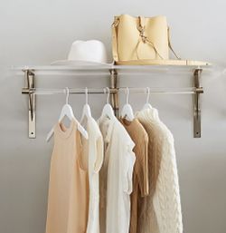 Pottery Barn Acrylic Closet Shelf With Rail,36" Brass