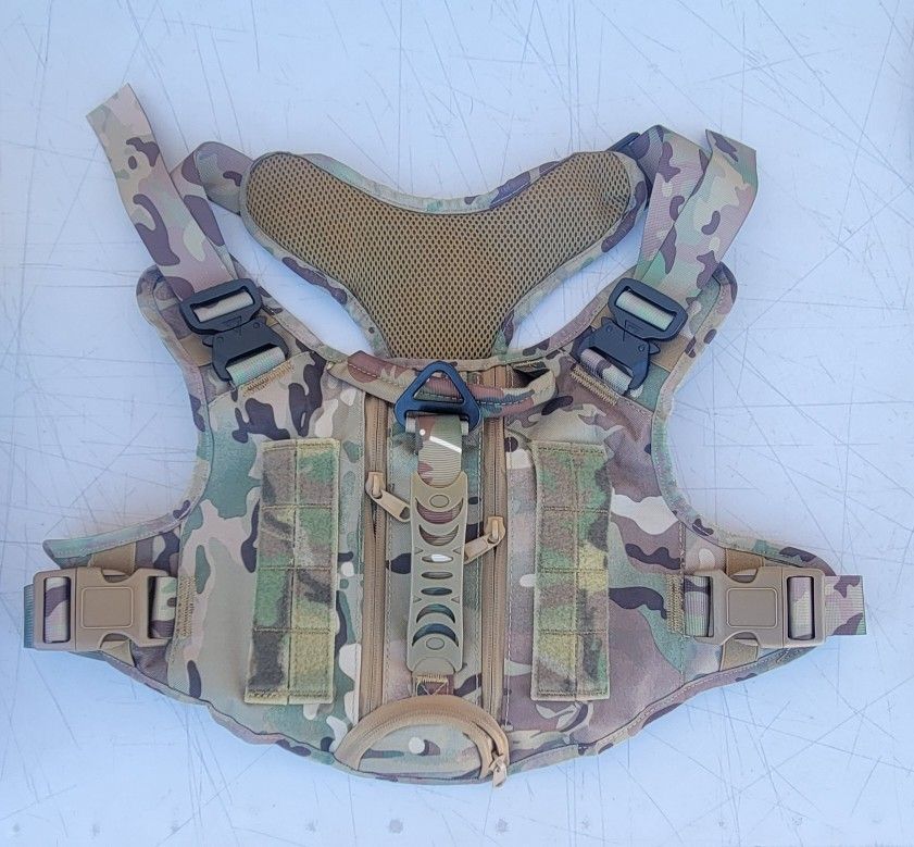 New Size Large Tactical Dog Harness With Pouches (Bags) & Tactical Leash