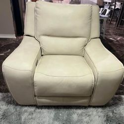 White Leather 3 Pc Reclining Sofa & Loveseat  