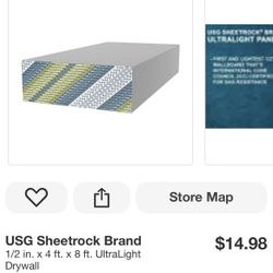 Sheet Rock.  1/2 Inch. x 4ft x 8ft