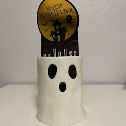 Halloween Ghost makeup Cosmetic Brush Holder pen cup vase Vanity Decor organizer