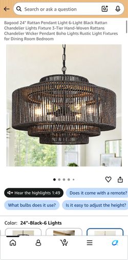 Black Rattan Chandelier