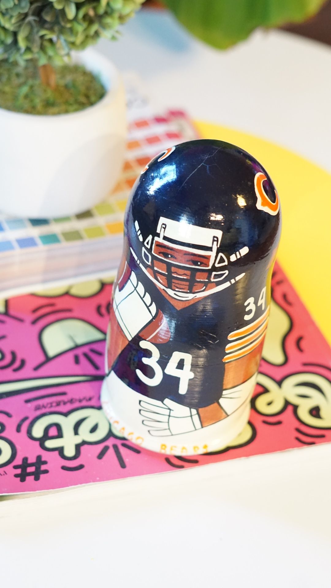 Vintage Chicago Bears Russian Dolls, Gift For Dad, Football, Kitsch Decor, Sports Toys, Hand painted 
