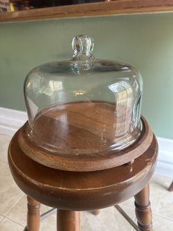 Glass and wood cake stand
