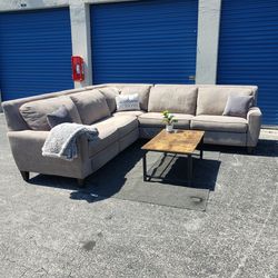Light Grey Sectional Couch Sofa  (Delivery Available)