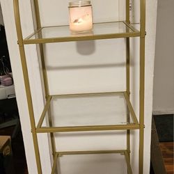 Narrow Glass Bookshelf With Gold Trim