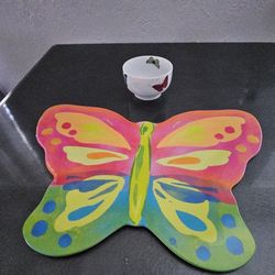 Brand New Melanine Butterfly Tray or Ceramic Butterfly Sauce/Dip Bowl