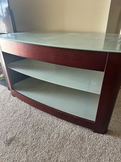 Wood & Glass 3-Tier TV Console