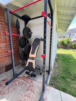 Squat rack and weights
