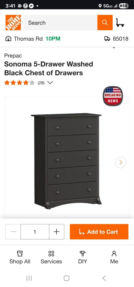 Brand New Tall Black Dresser