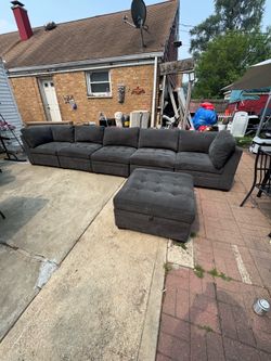 Thomasville sectional with storage ottoman