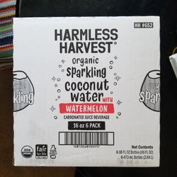 HARMLESS HARVEST ORGANIC SPARKLING COCONUT WATER 6 PACK [ see all pics FOR date EXPIRE please]