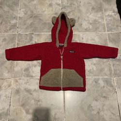Patagonia Baby Furry Friends Hoodie 12-18 Months Fleece Full Zip Cub Ears