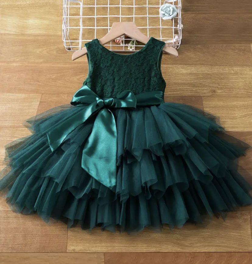 Green Girls Flower Girl Dress Or Wedding Dress Size Y4-5