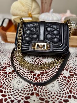 NEW Rebecca Minkoff Mini Love Crossbody Bag black quilted leather