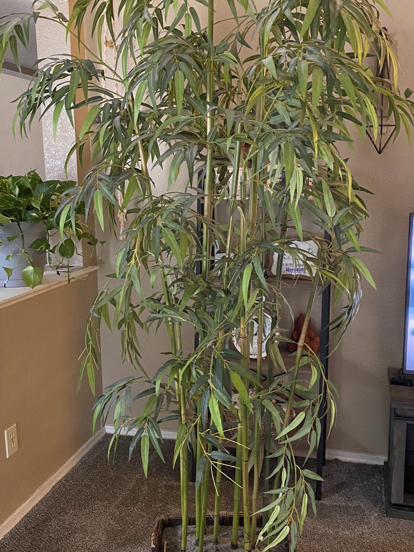 6 ft Faux Bamboo House Plant With Basket