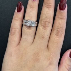14k White Gold Princess Cut Diamond Wedding Set