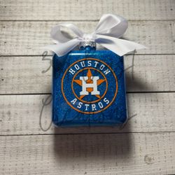 Houston Astros Inspired Glitter Ornament