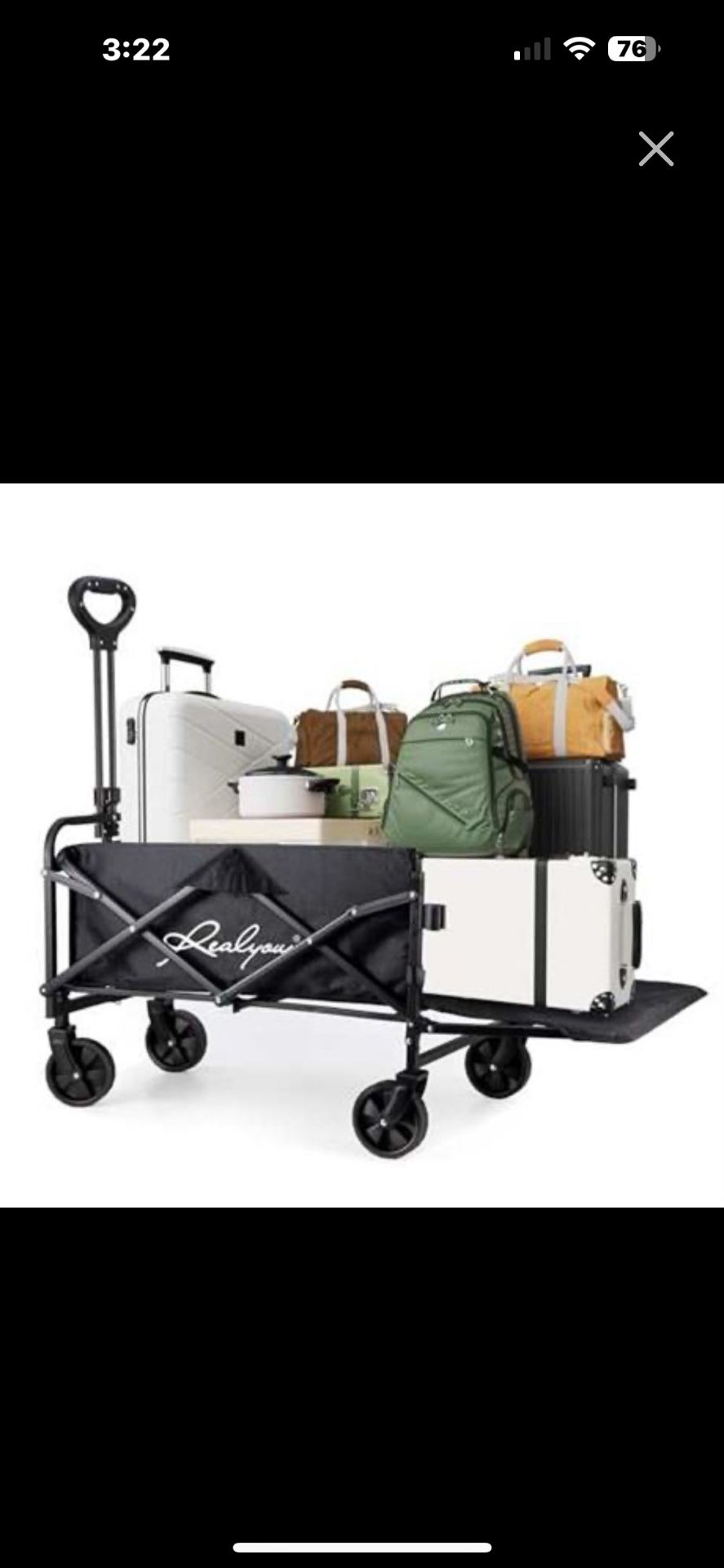 Collapsible Wagon Cart Foldable with All-Terrain Wheels, Foldable Wagon with Flexible Handle,