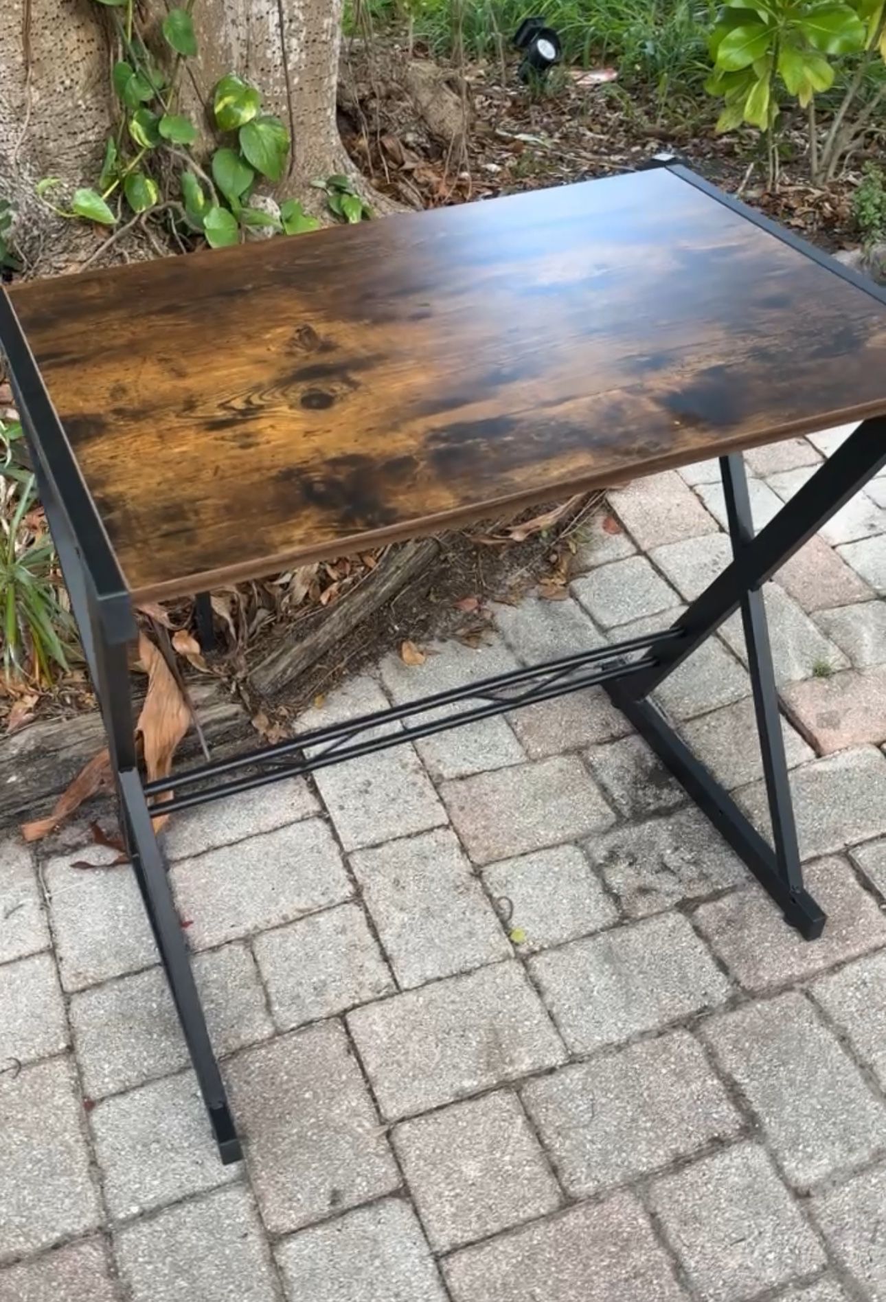 Wood and Steel Writing Desk or Computer Stand