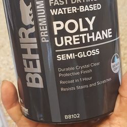 BEHR 32 oz Fast Drying Water-Based Semi-Gloss Crystal Clear Polyurethane FIRM
