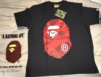 BAPE A Bathing Ape Red Camo Big Ape Head Tee