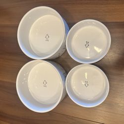 Set of 4 Pet Food Ceramic Dishes
