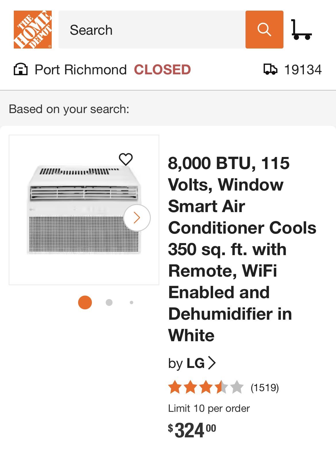 LG Air Conditioner 8,000 BTU 