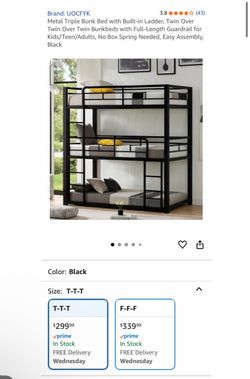 Metal Triple Bunk Bed Twin