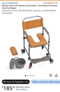 QESKENEO Shower Commode Chair with Wheels and Footrest