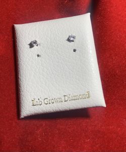 Lab Diamond 2.5mm Rhodium Plated Sterling Silver Earrings