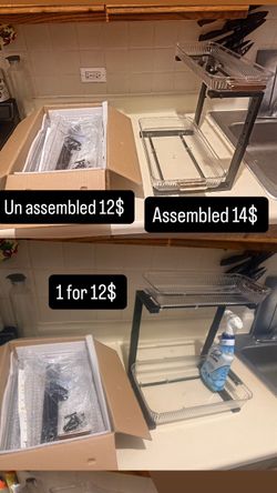 1 Under Sink Organizer  Multi-Purpose Pull-Out Storage Shelf Slide out Pull out Cabinet Organizer Shelf, Storage for Kitchen Bathroom, Clear  1 for 12