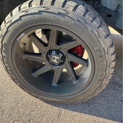 22x12in Matte Black Dagr Wheels and Tires