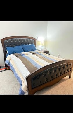 Queen Bed Frame with Tufted Headboard and Footboard