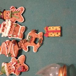 Six Gingerbread Ceramic Tree Decorations For Christmas Tree 