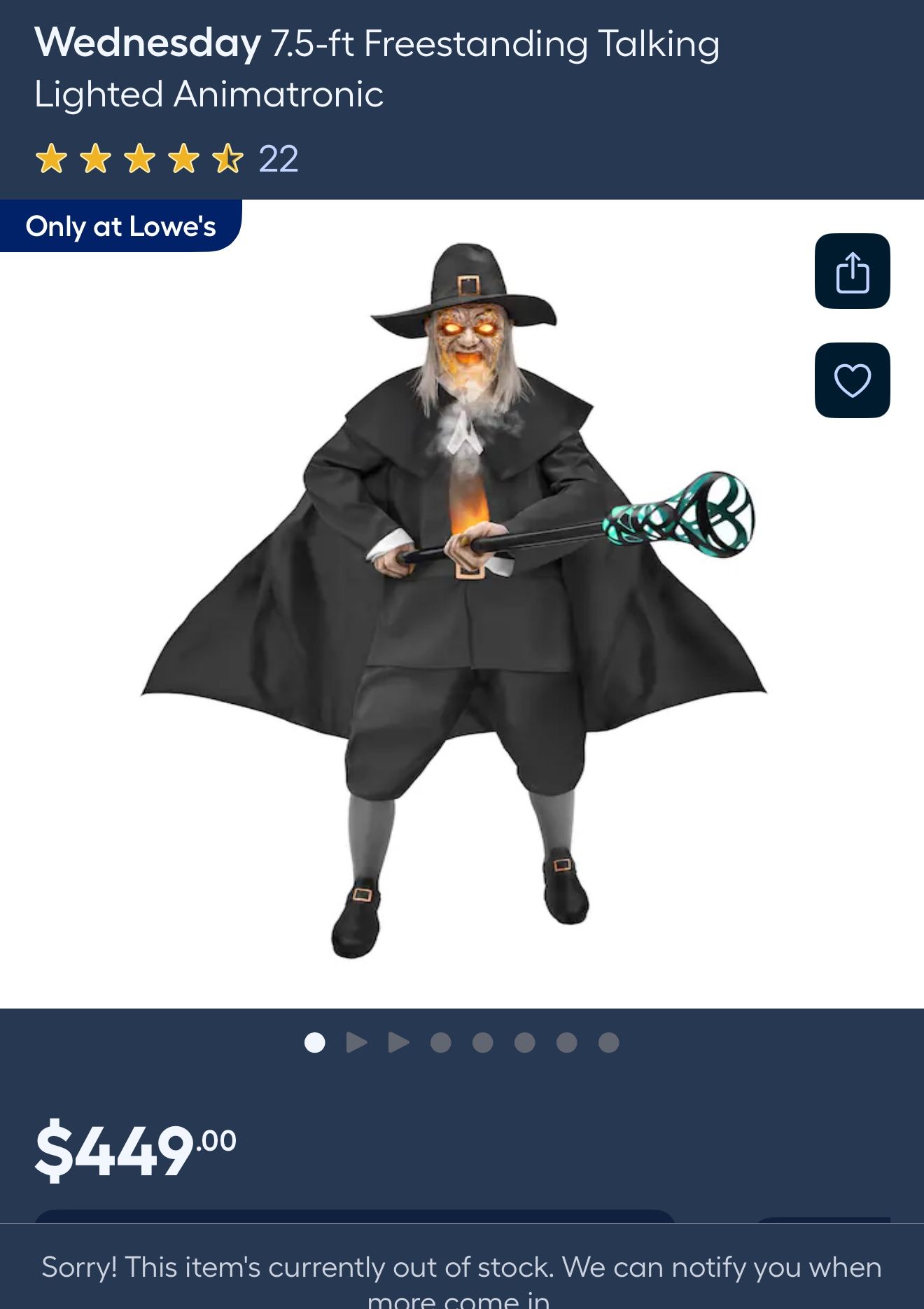 Lowe’s Halloween Flaming Joseph Crackstone Nevermore Academy 