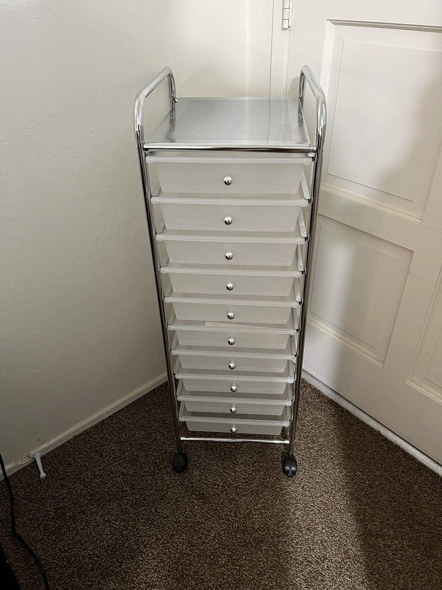 Seville Classics 10-Drawer Heavy Duty Organizer Cart, Frost White