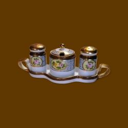 Vintage Noritake Japan Porcelain Creamer With Salt & Pepper Shakers And Tray