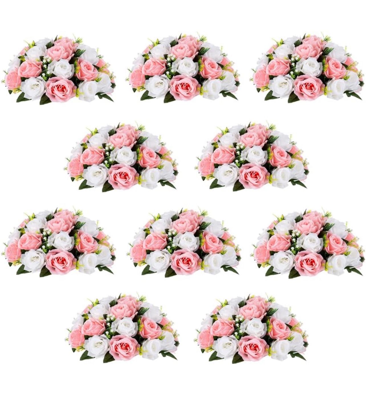 Wedding Rose Balls for Centerpieces - 10 Pcs Artificial Flower, Pink 
