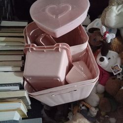 Set Of 13 Pink Containers 