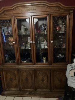 Wood China Cabinet with Glass Doors