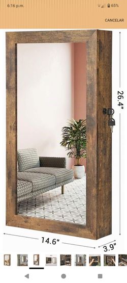 Rustic Wood Wall Mirror Jewelry Cabinet