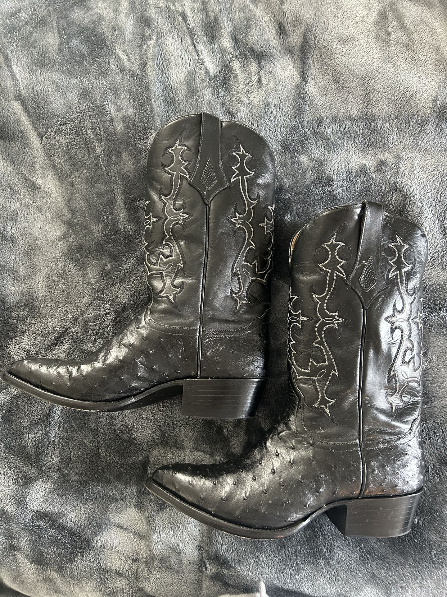 Black Ostrich Cowboy Boots Size 10 1/2